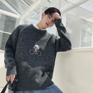[Ảnh thật ở sau] Áo len nam đồ đôi nam nữ họa tiết xe đạp thời trang nam đồ nam chất lượng