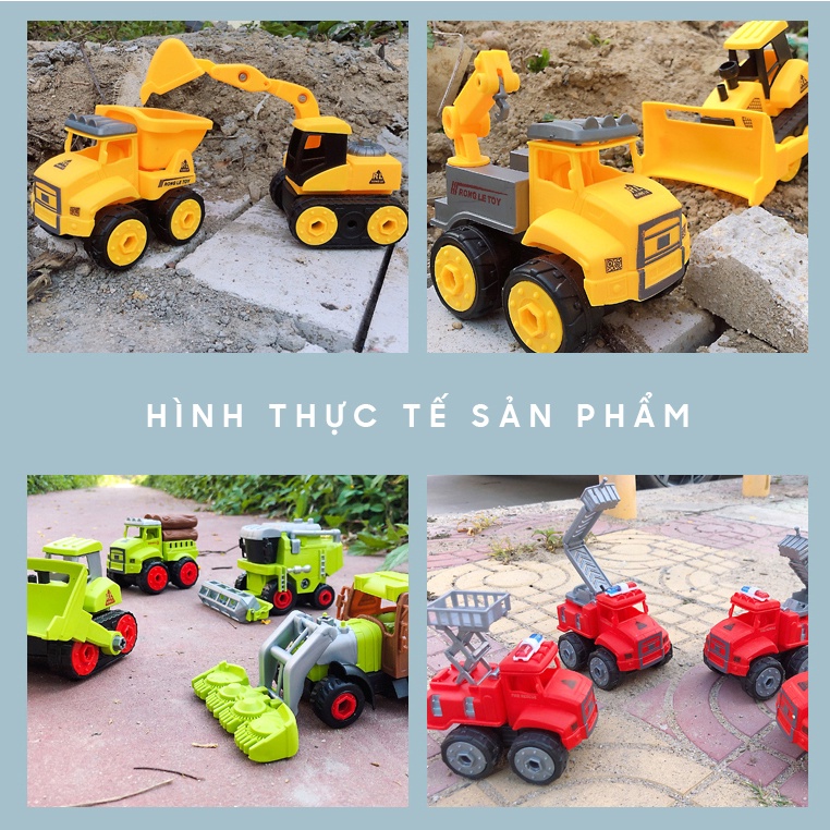 Bộ xe đồ chơi lắp ráp cho bé với nhiều chủ đề công trường cứu hỏa cảnh sát XDC27