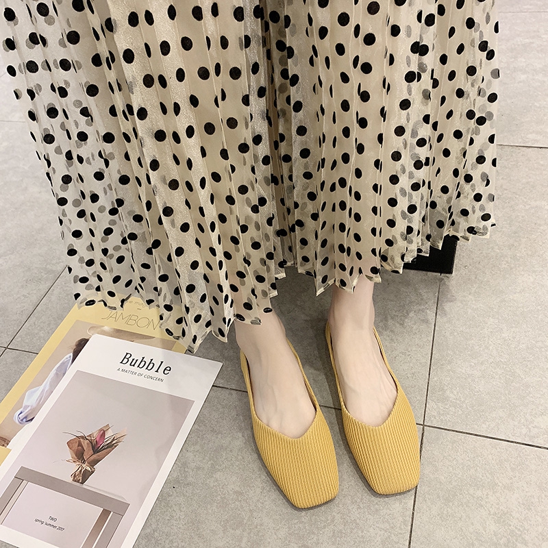 Giày búp bê nữ đế bệt mũi vuông phong cách Hàn Quốc