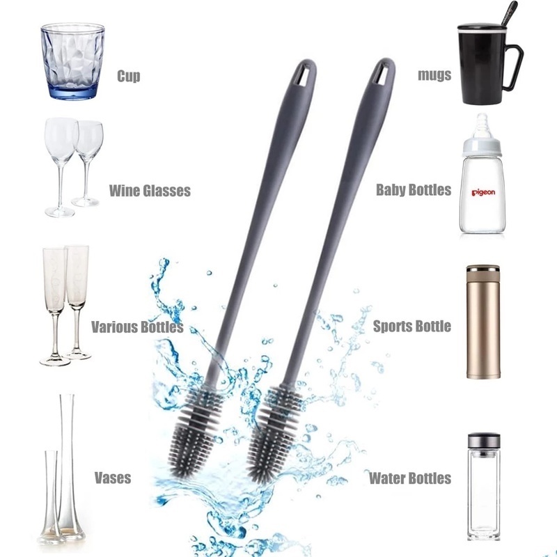 Cọ Silicone Cán Dài Dùng Để Rửa Ly Tách Tiện Dụng