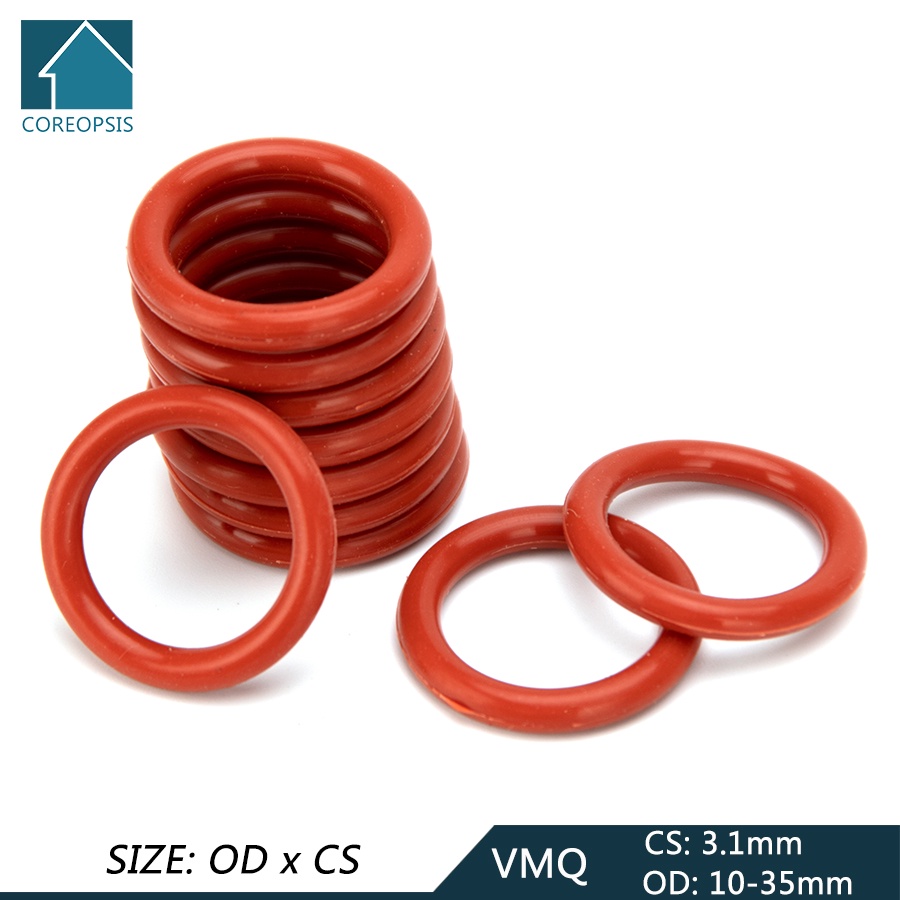 Bộ 20 Vòng Đệm Cao Su Silicone Chữ O OD 10mm-35mm CS 3.1mm
