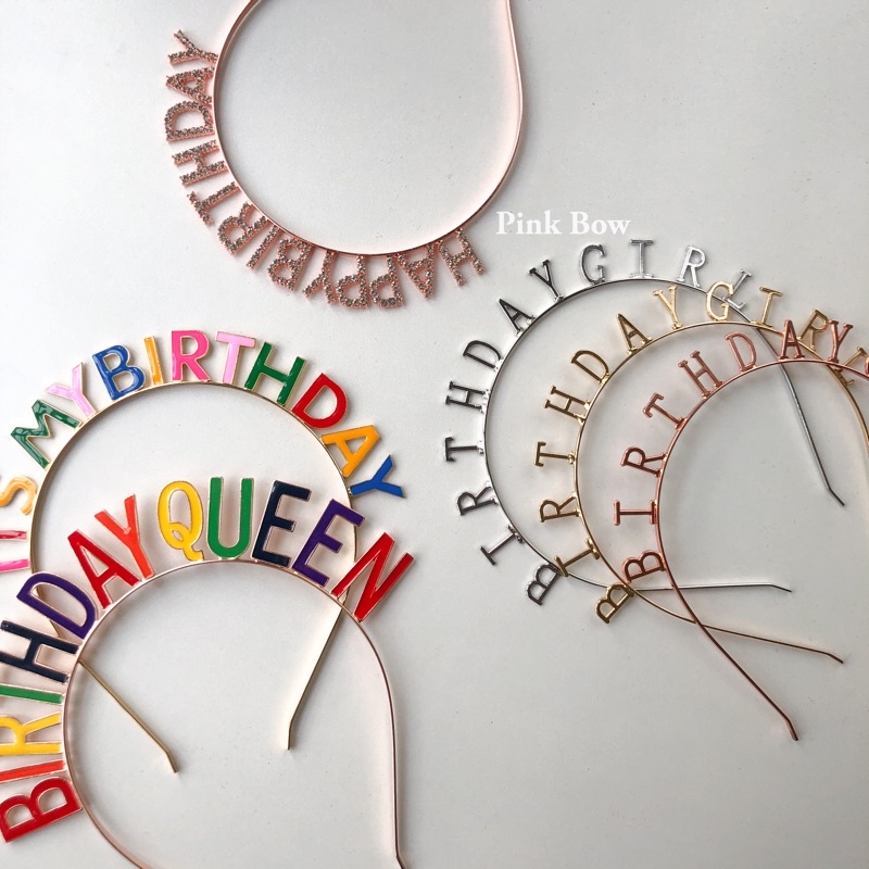 Cài tóc sinh nhật có chữ Happy Birthday bằng kim loại đủ màu Hàn Quốc
