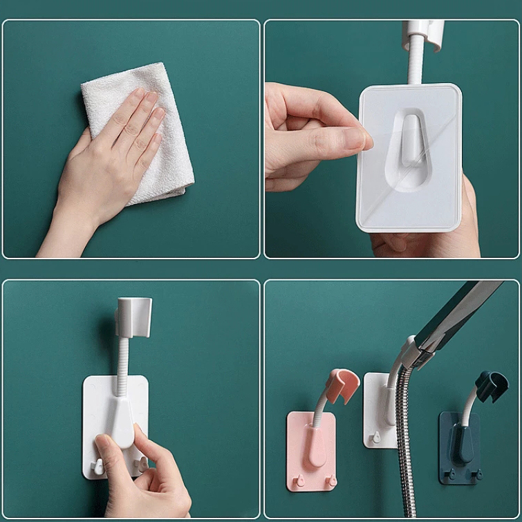 Giá đỡ vòi sen có 2 móc kiểu xoay 360 độ có thể điều chỉnh được