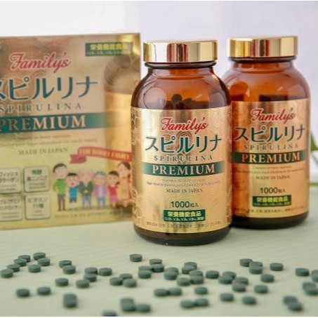 Tảo Xoắn Spirulina Family’s PREMIUM Nhật Bản (1 sét 2 lọ, mỗi lọ 1000 viên 275g)