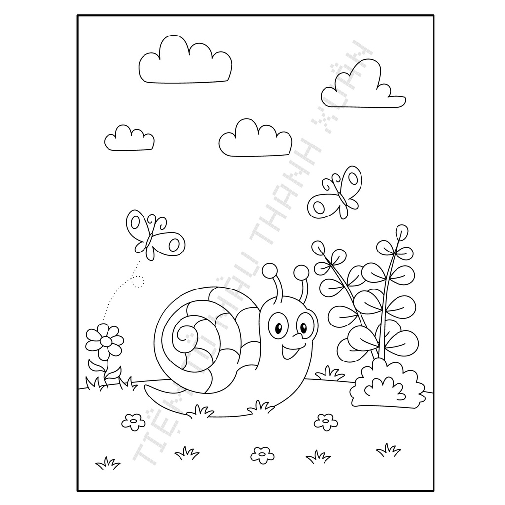Set 20 Tờ Tranh Tô Màu Hình Ốc Sên Cute Cho Bé Size A5 Màu Sáp, Màu Chì - Tiệm Tô Màu Thanh Xuân