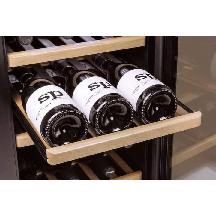 Tủ giữ lạnh, bảo quản Rượu Vang Caso Wine Safe 12 Black điều khiển cảm ứng, kệ gỗ siêu sang trọng