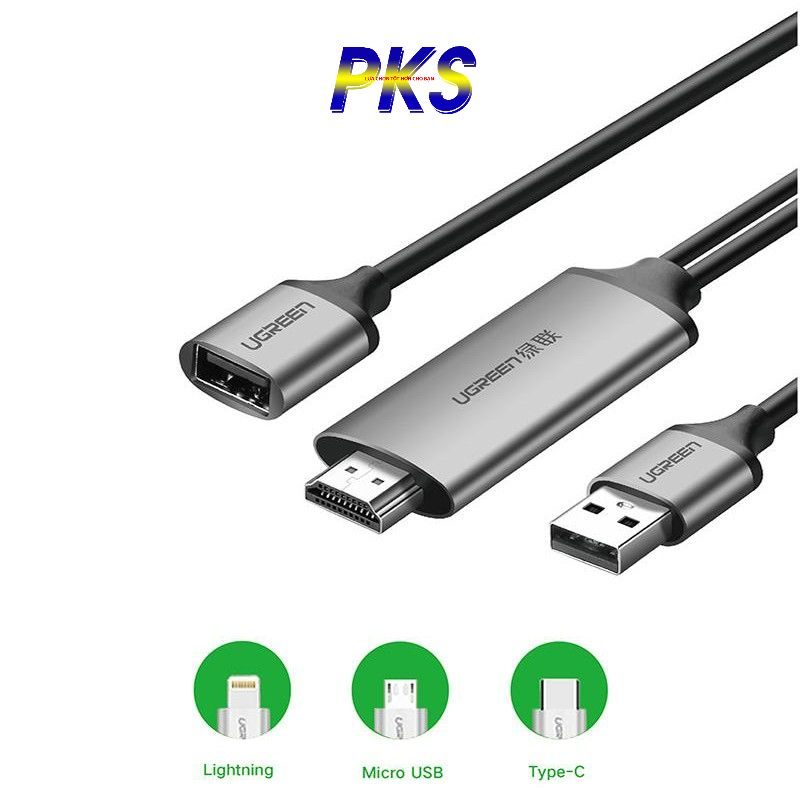 Cáp chuyển tín hiệu từ điện thoại ra HDMI dài 1.5m Ugreen 50291