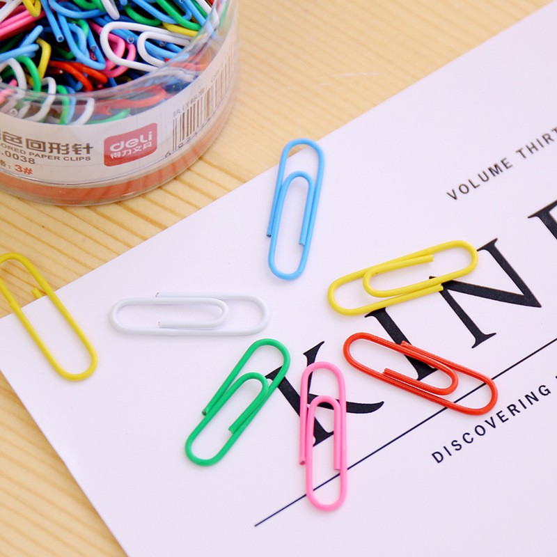 Hộp Kẹp giấy Deli - Ghim giấy màu sắc mẫu truyền thống