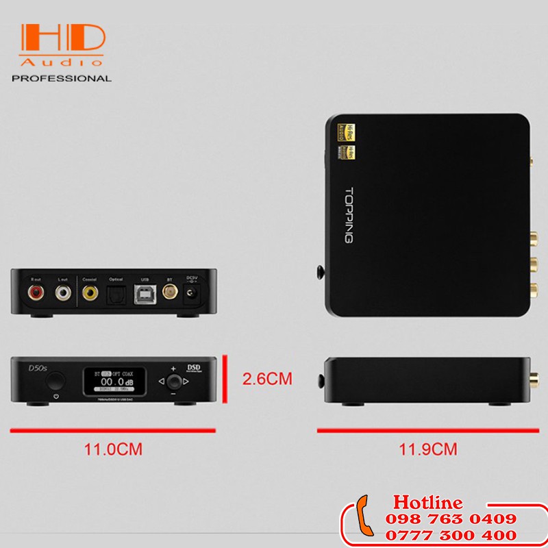 GIẢI MÃ TOPPING D50S- Bộ Giải Mã Âm Thanh DSD512 OCM 768khz,32bit