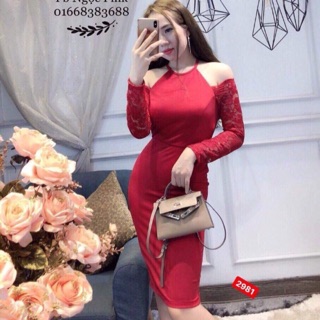 Đầm body cổ yếm dự tiệc hở vai sang chảnh