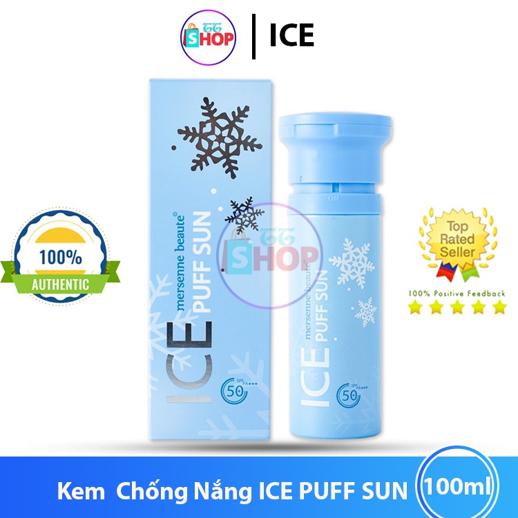 kem chống nắng ice sun xanh - Kem chống nắng Ice Puff Sun Mersenne Beaute pha lê tuyết Hàn Quốc