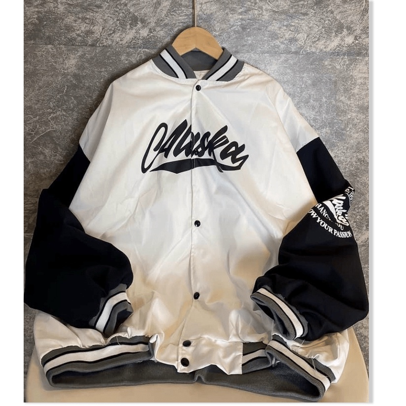 Aó khoác Bomber unisex phối tay chất dù 2 lớp dày mịn