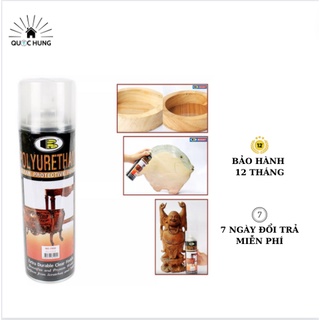 Sơn Xịt PU bóng gỗ Polyurethane Bosny 600ml-Bảo hành 12 tháng-Hàng chính hãng