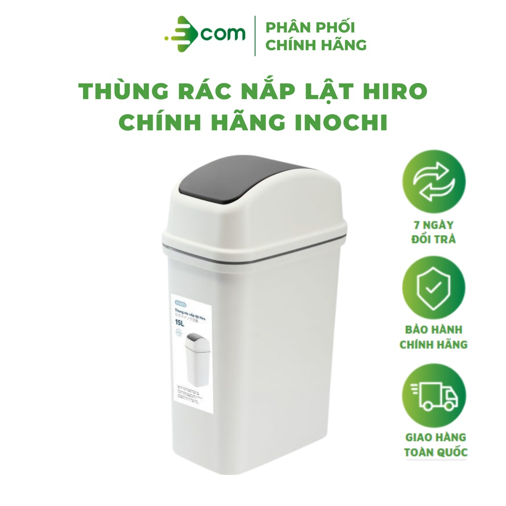 Thùng rác nắp lật Hiro chính hãng Inochi nhựa cao cấp, bền đẹp