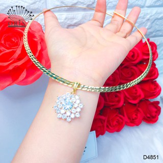 Kiềng cổ nữ, kiềng cổ dạng dẹp mặt hoa đá lớn bền màu cao cấp Orin D4851