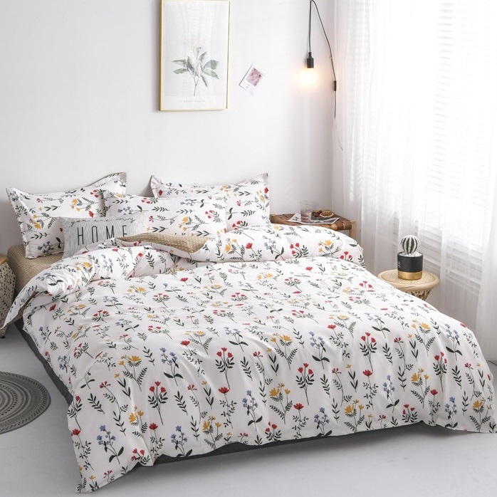 Bộ vỏ chăn ga gối 4 món Cotton Poly hoa mùa hạ