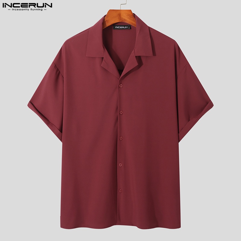 Áo sơ mi INCERUN ngắn tay 5 màu sắc thời trang mùa hè cho nam