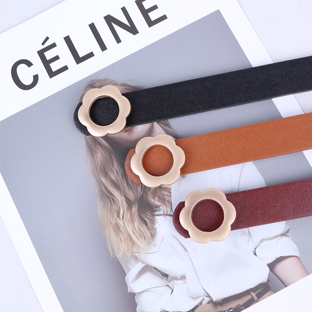 SmileFairyCC【COD &amp; Hàng Có Sẵn】Tik Tok Dây Thắt Lưng Quần Jean Họa Tiết Hoa Sóng Phong Cách Hàn Quốc Thời Trang Thường Ngày Cho