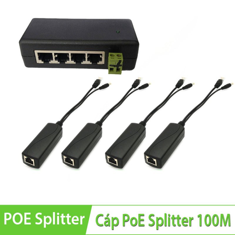 CÁP POE SPLITTER 12V-1A 100M CẤP NGUỒN CHO CAMERA, WIFI