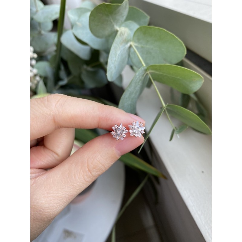 Hoa tai, nữ, đính đá, chuôi vặn, thanh lịch