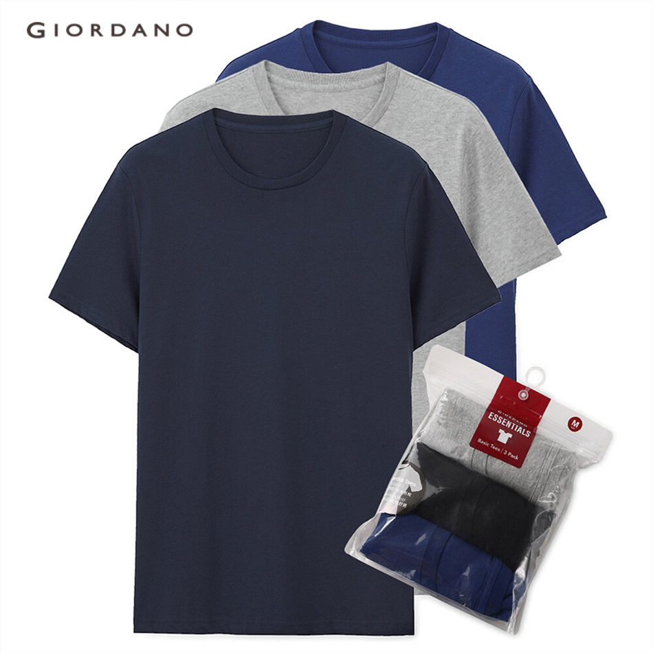 Bộ 3 áo thun nam Giordano 01245504 cơ bản cổ tròn màu trơn