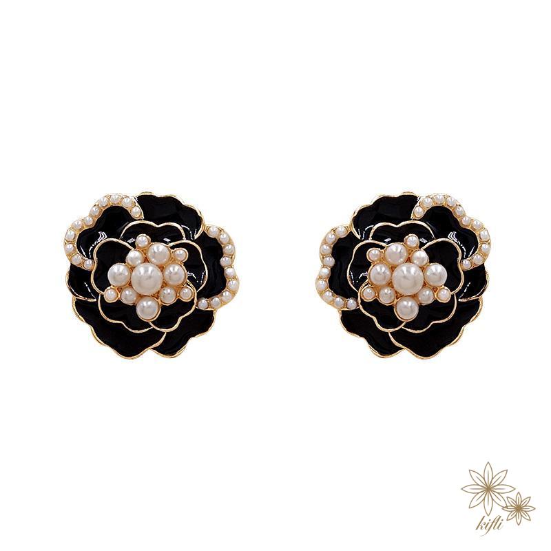 Bông Tai Mạ Bạc 925 Hình Hoa Trà Đính Ngọc Trai Phong Cách Hàn Quốc Thời Trang Cho Nữ