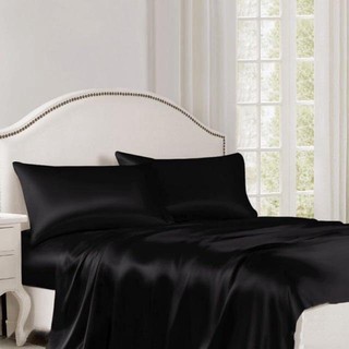 Drap giường ga giường lẻ phi lụa mát mịn - đen - sỉ ga phi lụa