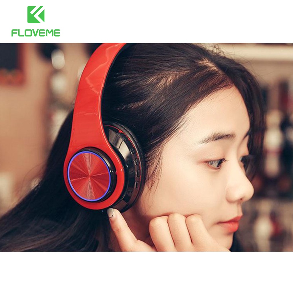 Tai Nghe Chụp Tai Không Dây Floveme B39 - Bluetooth 5.0 - Có Míc Led RGB, Pin Chuẩn 400mAh, Âm Thanh HiFi, Kèm Jack 3.5