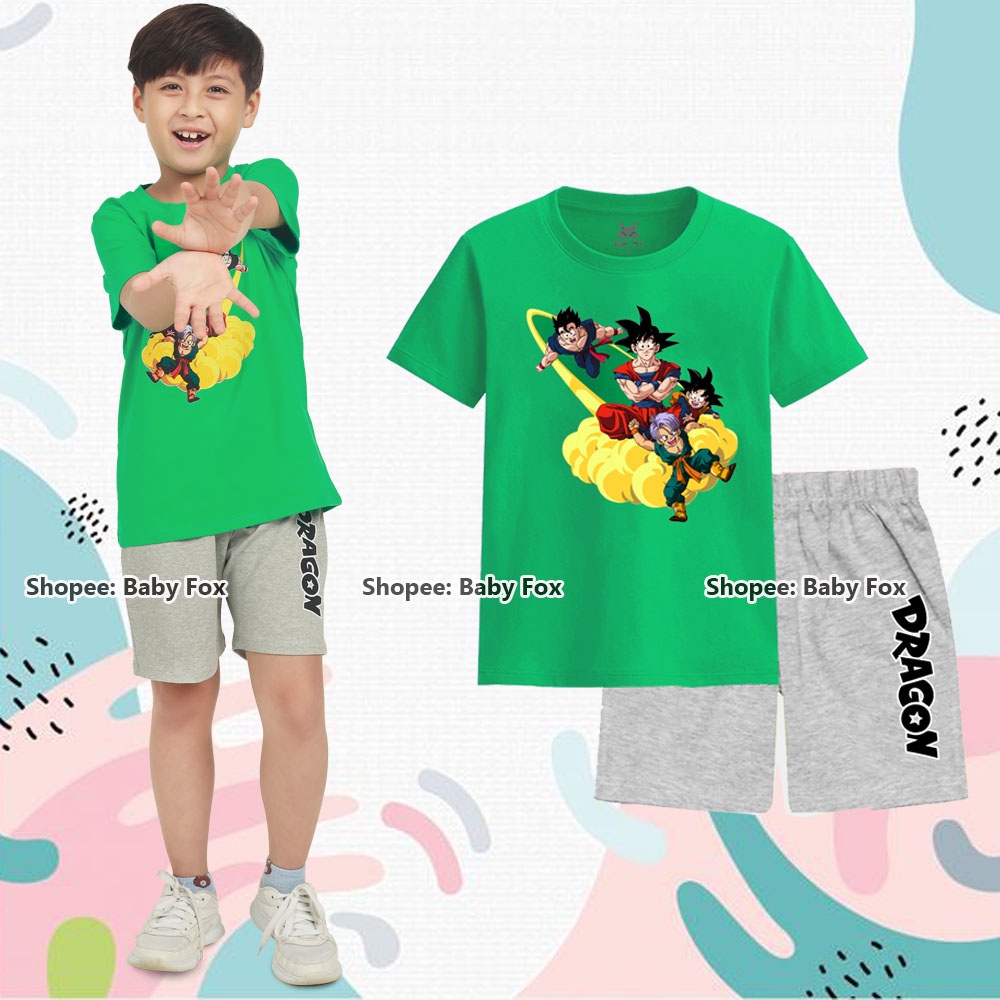 Bộ thun bé trai 100% cotton loại tốt, thương hiệu BABY FOX, hình Dragon Ball nhiều mẫu, size 10-55kg k