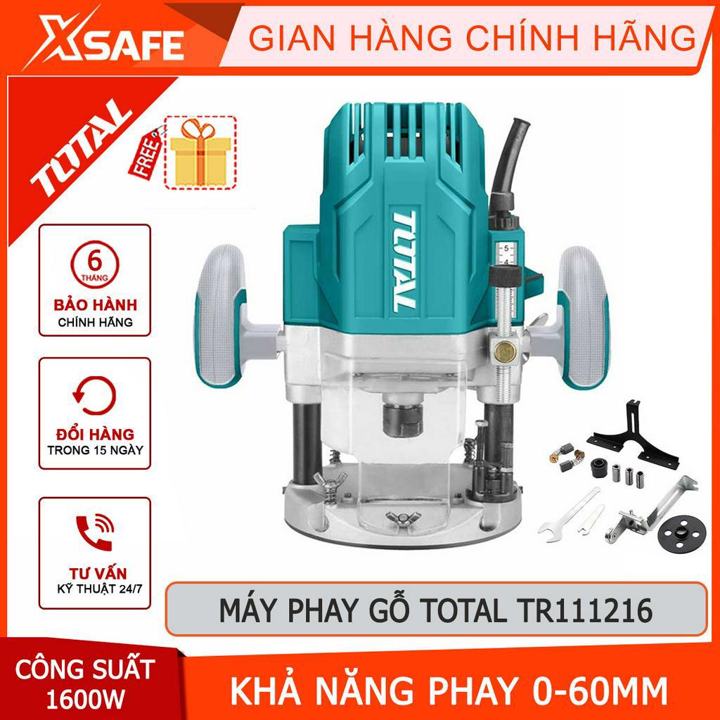 Máy phay gỗ TOTAL TR111216 công suất 1600W, tốc độ không tải 2200rpm, kích thước mũi phay 6mm,8mm,12mm,1/4&quot;,1/2&quot;