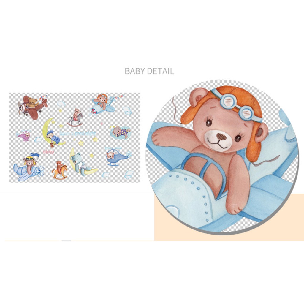 Decal dán tường trang trí - HAVE A GOODNIGHT GẤU CON ĐÁNG YÊU