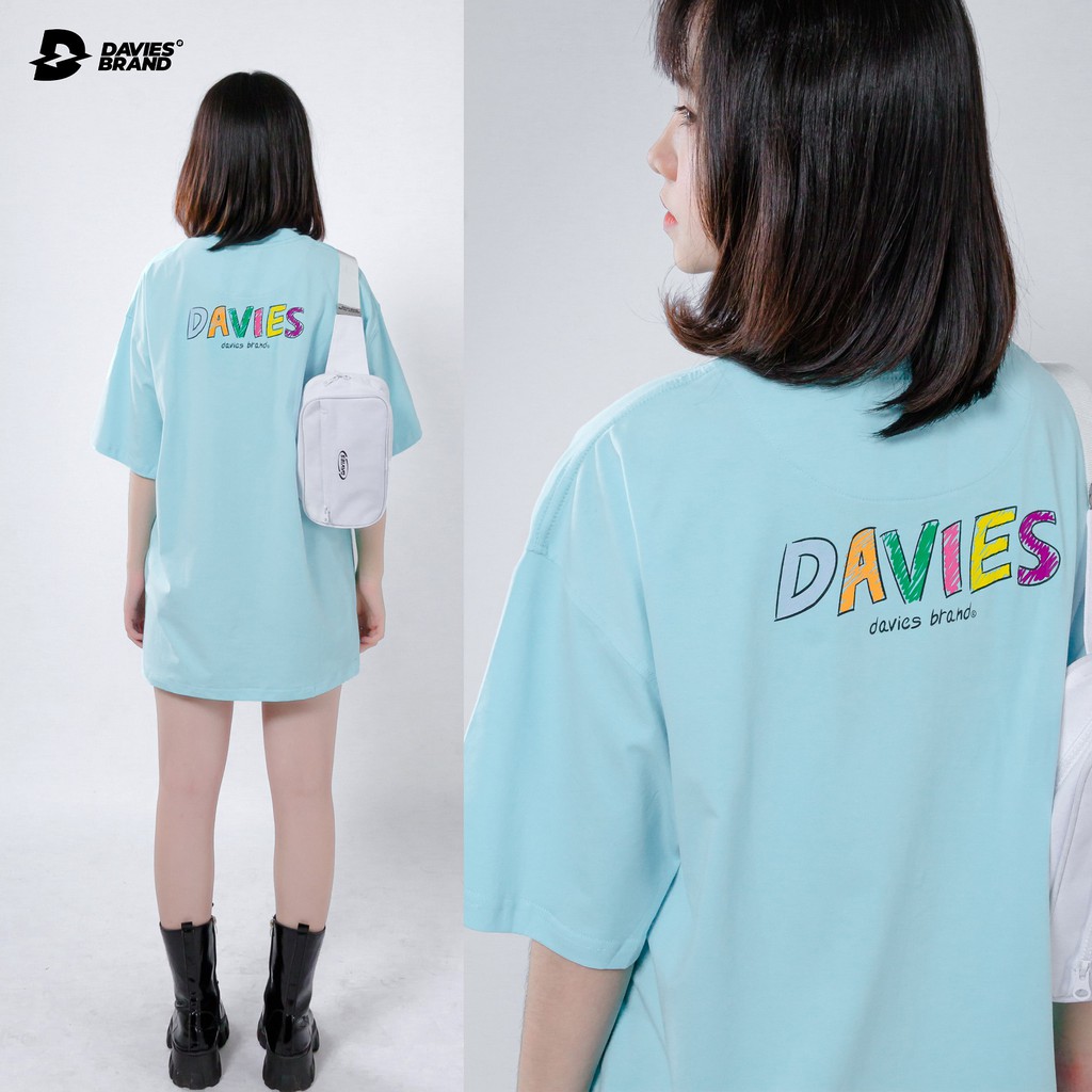 XẢ NHANH  Áo thun nữ tay lỡ form rộng Davies brand - Blue Painting Tee. giá sốc