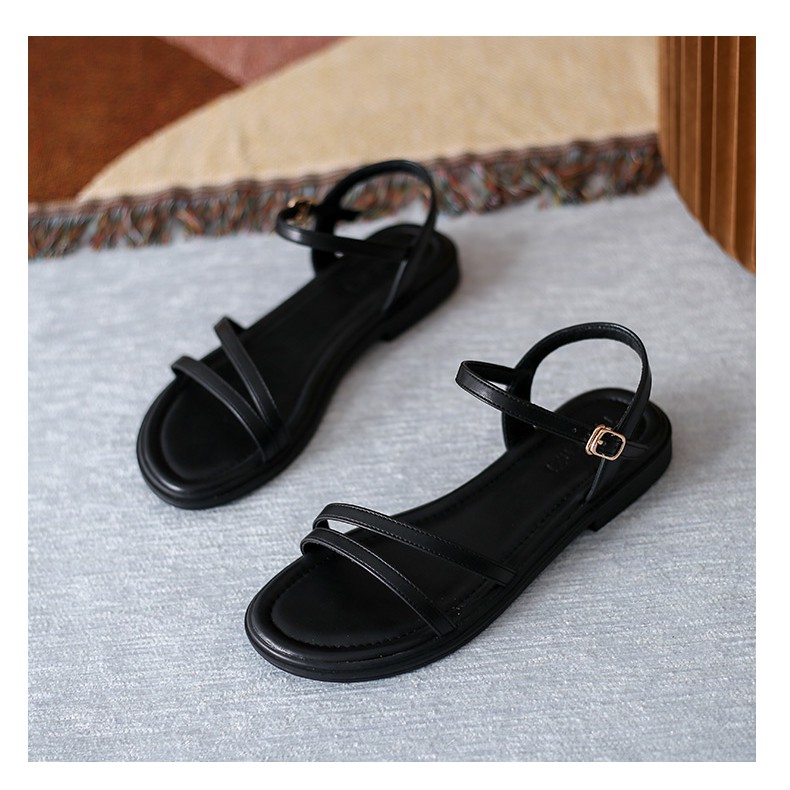 Giày sandal nữ đế bệt quai ngang học sinh CSG, Sandal đi học quai hậu đế bằng phối dây đế đúc chất PU bền đẹp mã G07