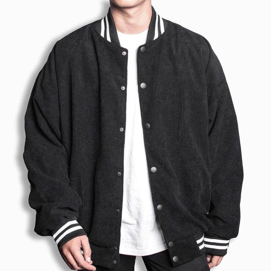 Áo Bomber Varsity Jacket Unisex Form Rộng Nhung Tăm 2 Lớp Đủ Màu