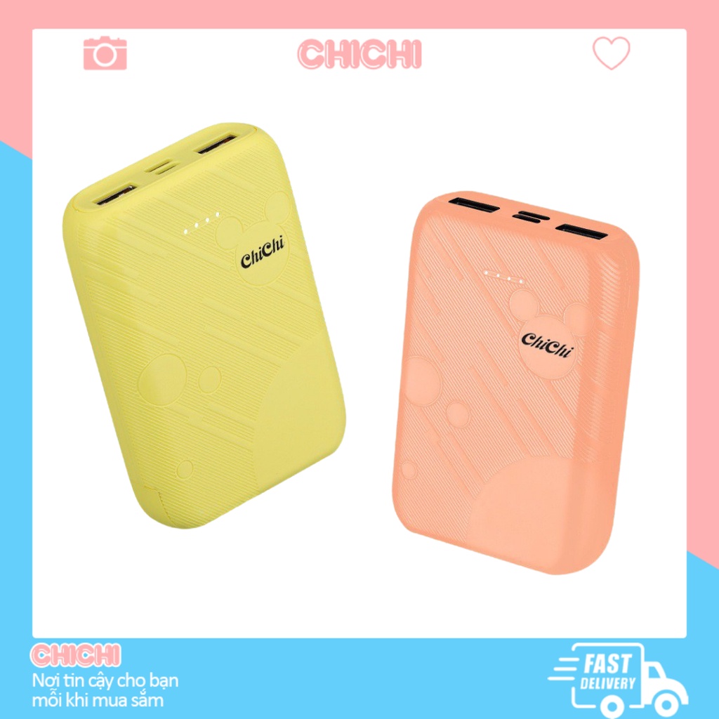 Sạc Dự Phòng giá rẻ mini 10000mAh sạc nhanh nhỏ gọn cute không dây ChiChi PDP04