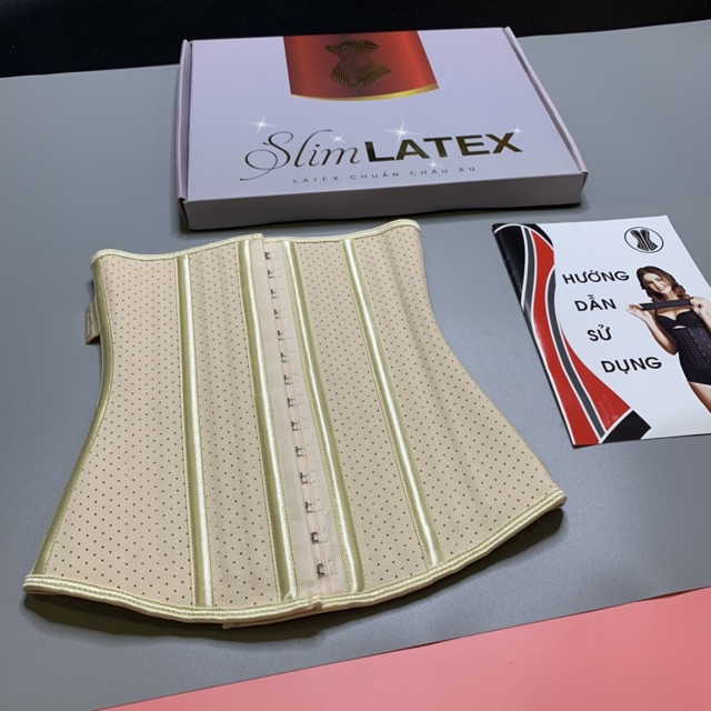 Đai nịt bụng SLIM LATEX Thông hơi Hi Lạp( combo kèm nới size + miếng lót chống hằn ngứa + thước dây )