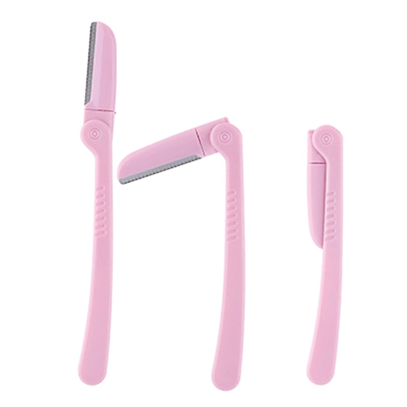 Set 3 Dao Cạo Lông Mày Bằng Thép Không Gỉ Có Thể Gấp Gọn Tiện Lợi