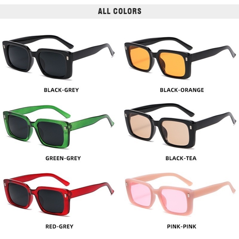 (JIUERBA) Kính Mát Gọng Vuông Nhỏ Màu Kẹo Thời Trang Phương Tây Hip Hop