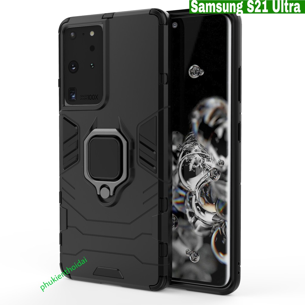 Ốp lưng Samsung S21 Ultra / S21 FE / S22 Ultra / S23 Ultra chống sốc Iron Man Iring giá đỡ mặt lưng xem phim
