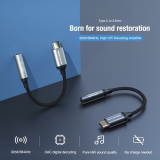 Jack ( cáp ) Chuyển đổi Type C to 3.5 mm tai nghe Audio chất lượng cao 32  bit Chính hãng Nillkin HiFi Audio