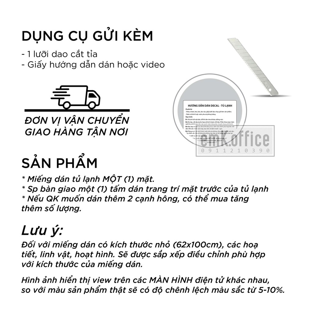 [Nhiều mẫu] Miếng dán tủ lạnh - chất liệu decal chống thấm - CB2