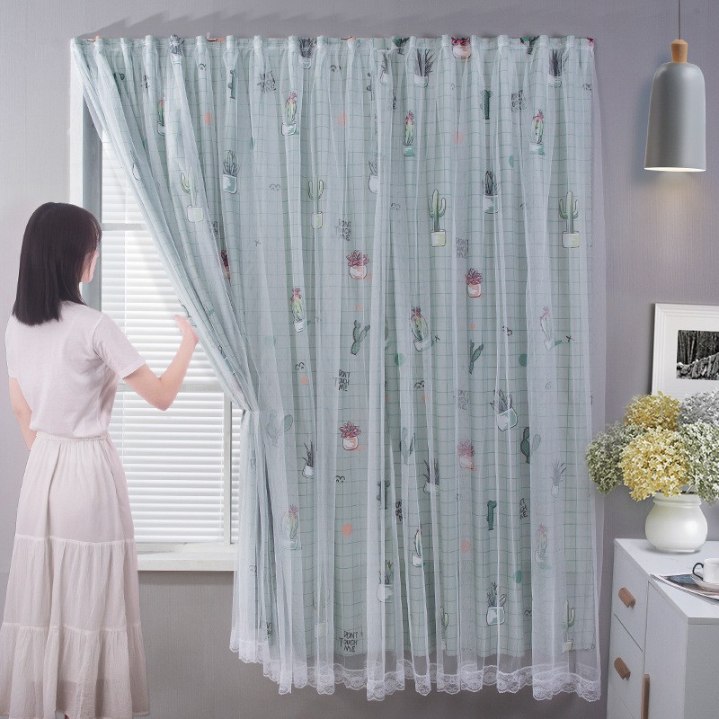 [CHỌN SIZE]Rèm cửa sổ 2 lớp, rèm cửa chống nắng dán tường, DECOR trang trí phòng khách phòng ngủ siêu đẹp phong c