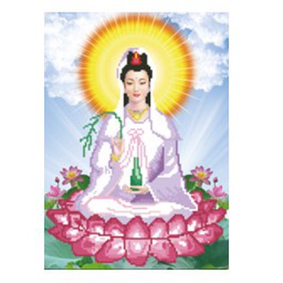 Tranh thêu chữ thập Mẹ Quan Âm ( chưa thêu)-X8096
