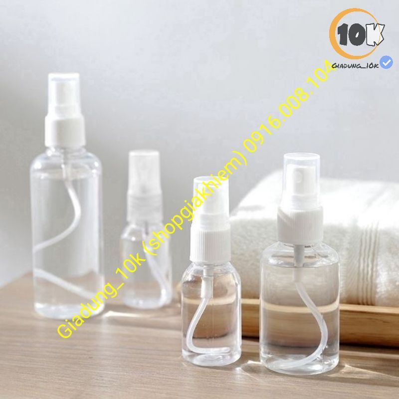 Bình xịt/chiết đựng mỹ phẩm, hóa chất 10ml/20ml/30ml/50ml/75ml/100ml (z14)