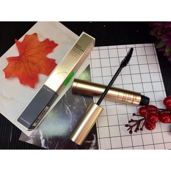 Mascara dưỡng ẩm dày và cong mi chống nước chống lem lâu trôi The Face Shop Gold Collagen Volume Mascara 12g