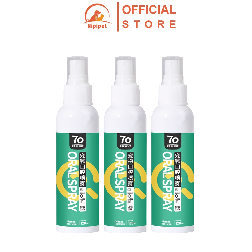 Xịt thơm miệng cho chó Hipipet Oral Spray chiết xuất thực vật hơi thở thơm tho sạch mảng bám răng miệng thú cưng- 120ml