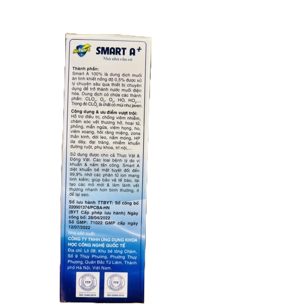 [Combo 10 chai] Dung dịch sát khuẩn Smart A+ 500ml - Khử khuẩn tai mũi họng