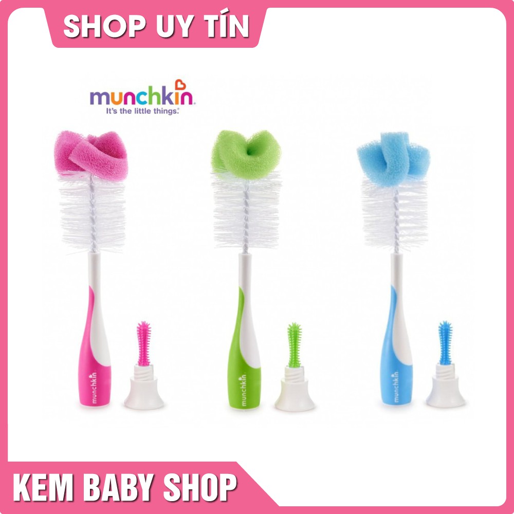 [Chính Hãng] Cọ bình sữa có mút Munchkin - bộ cọ rửa bình sữa và núm ti cho bé