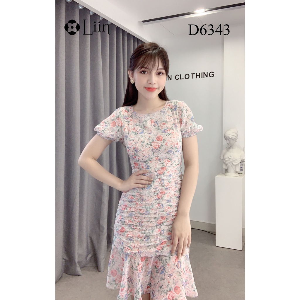 Đầm váy nữ Hoa Nhí Nhún dáng ôm body tôn dáng Liin Clothing D6343