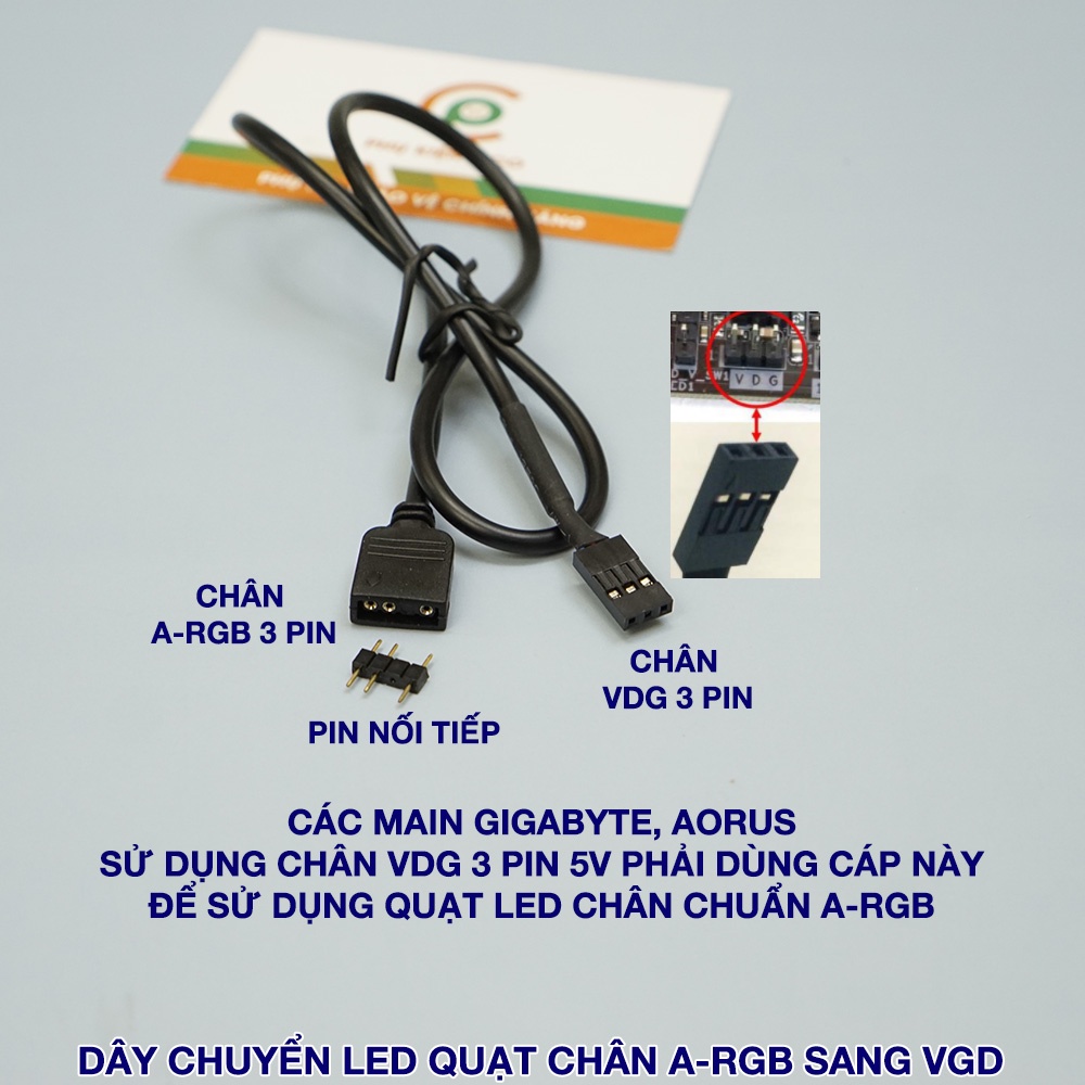 Dây cáp chuyển LED 3 Pin 5v VDG sang Daisy (digital RGB của Phanteks, DeepCool, MetallicGear...) main Gigabyte